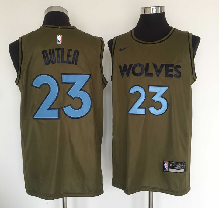Timberwolves 23 Jimmy Butler Olive Nike Swingman Stitched NBA Jersey